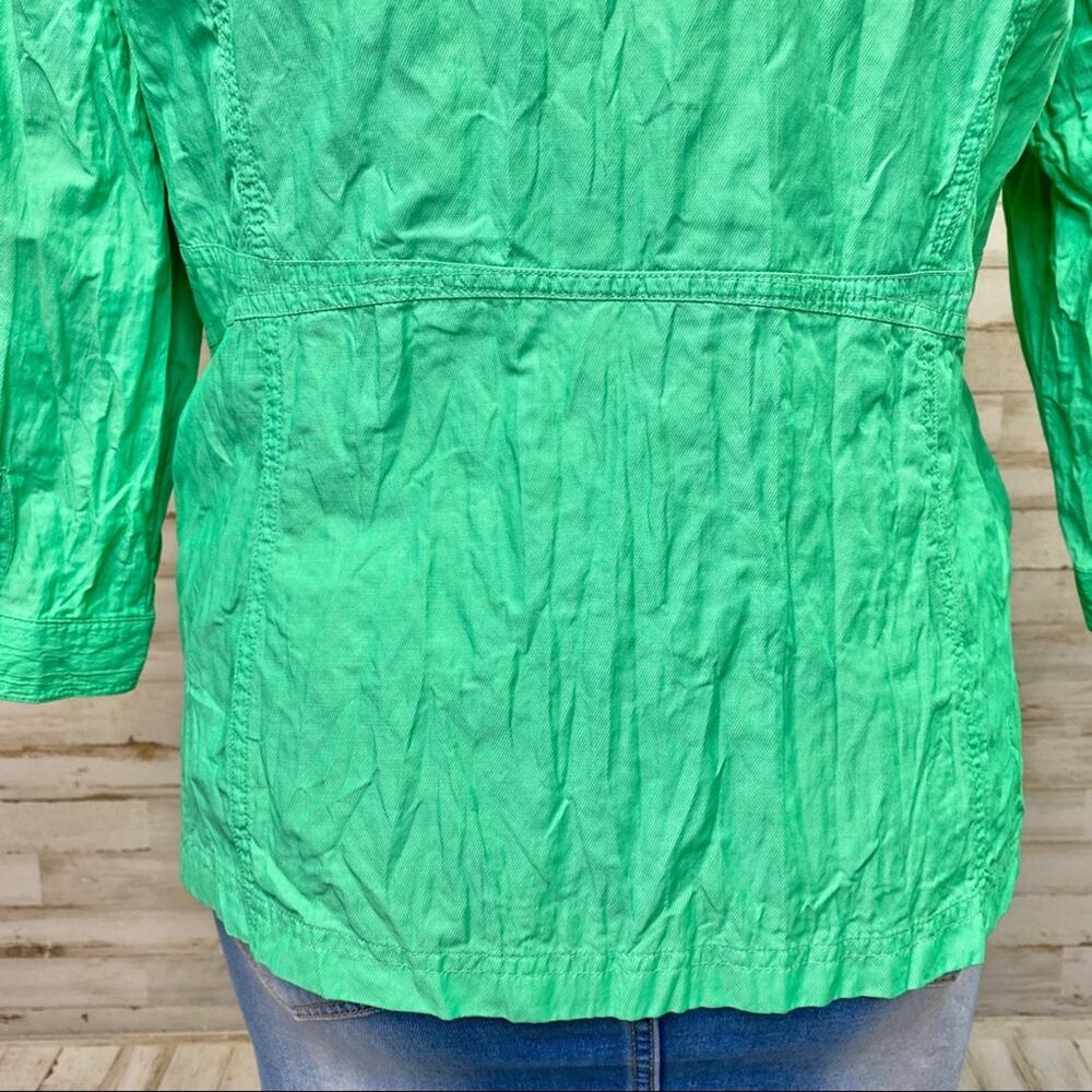 Zenergy by Chico’s Hayden Jacket Womens Size Chico's 2 or L Crinkle Green - Picture 11 of 14